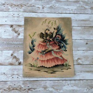 Antique 1943 Bernard Print - Courting Victorian Couple - Wedding